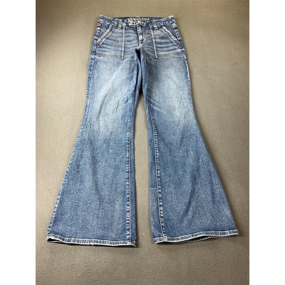 American Eagle Jeans Womens 12 Blue Curvy Super High-Rise Flare Festival Bogo